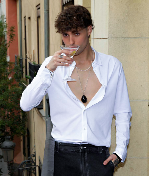 Camisa punto liso manga larga