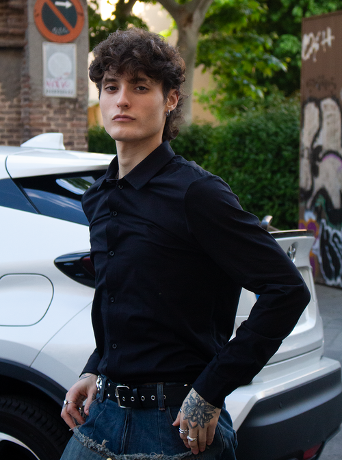 Camisa punto liso manga larga