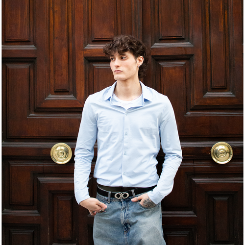 Camisa punto liso manga larga