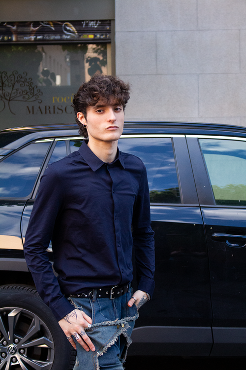 Camisa punto liso manga larga