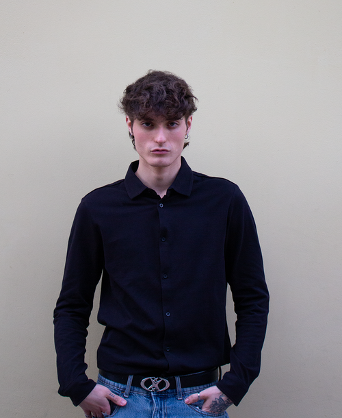 Camisa punto piqué manga larga