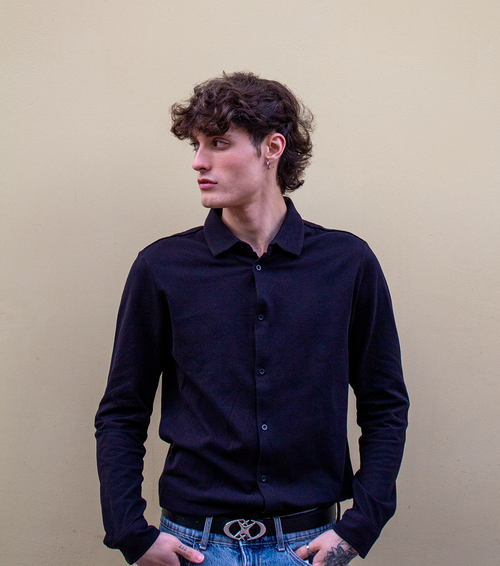 Camisa punto piqué manga larga