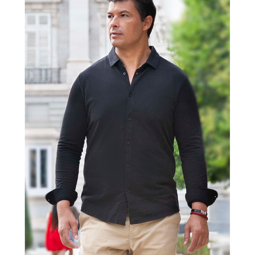 Camisa punto piqué manga larga